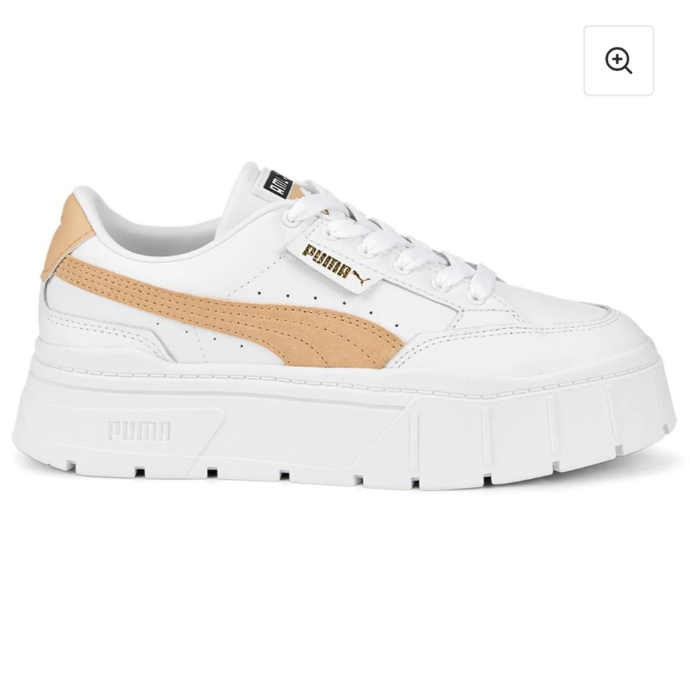 NIB PUMA Mayze Stack White + Tan / Light Sand Women’s Platform Sneakers 10